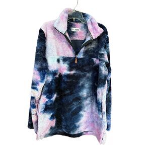 Julia Rose Womans Faux Fur Tie-dye 1/4 zip jacket 2X NWOT